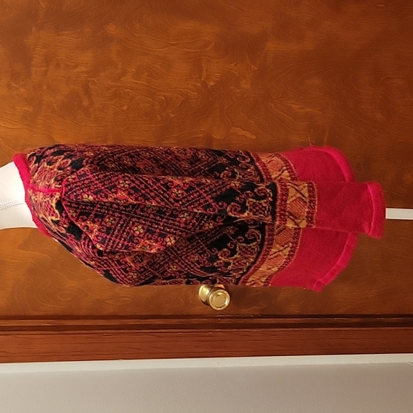 Vintage Vals Norsk Strikkedesign red/black/gold Pure New Wool Cardigan Sweater - Picture 8 of 11